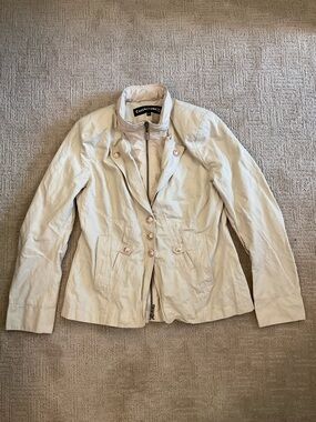 ☔️ 💛 Creenstone Cream Rain Jacket Anthropologie Style European M Minimalist EUC